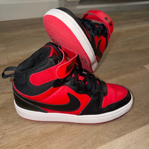Nike Court Borough Mid 2 – Red & Black High-Top Sneakers (Youth 5.5Y) - Picture 3 of 8